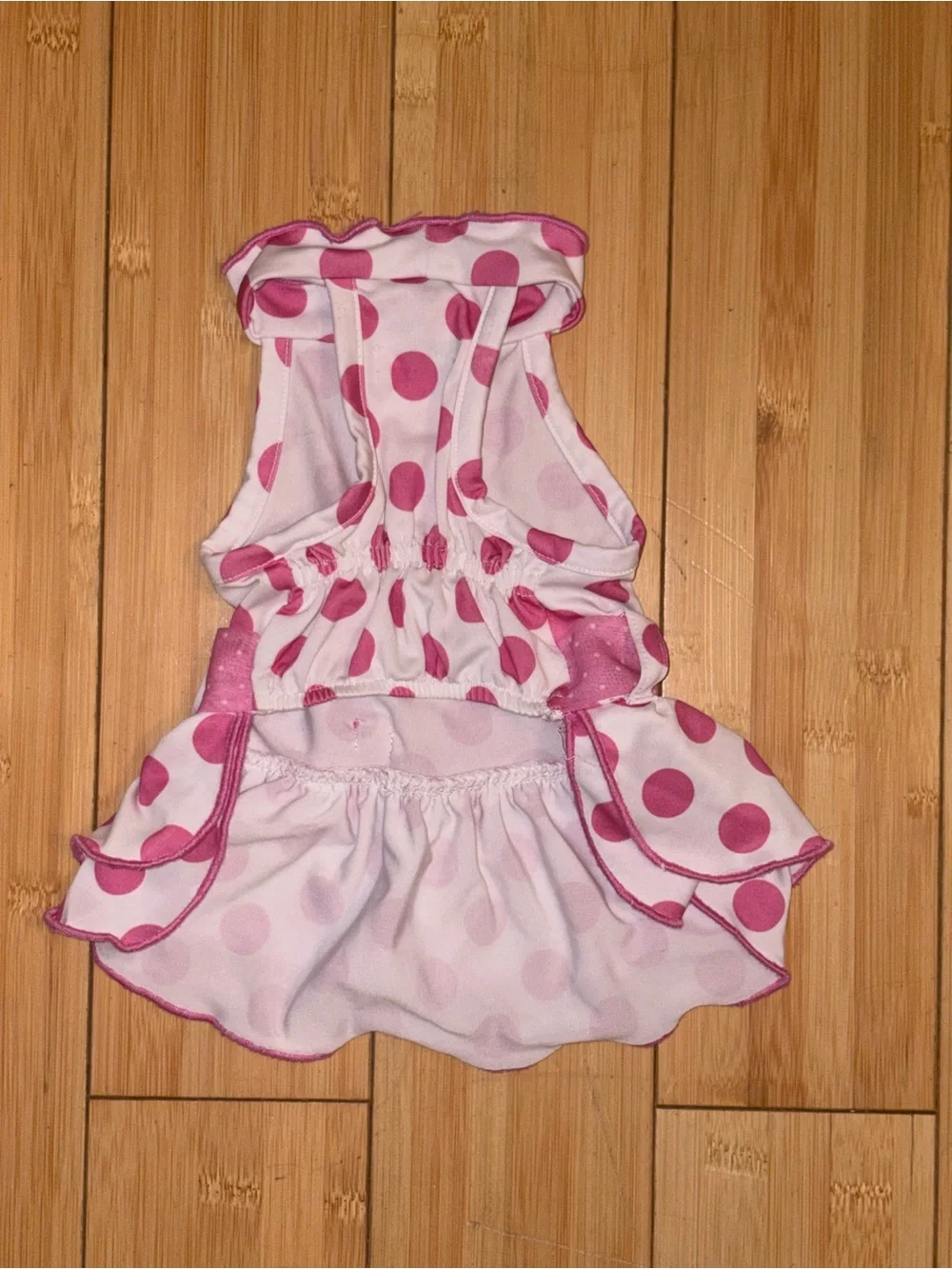 Pink Polka Dot Ruffle Dog Dress with Bow